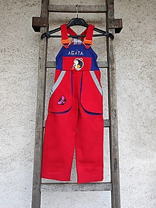 Detské oblečenie - Bavlnené detské montérky s menom (červené) - 14454068_