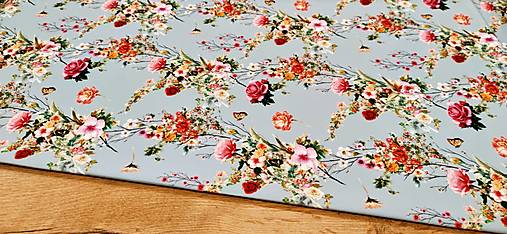 Textil - Šatovka - Cena za 10 centimetrov (Kvety na modrom) - 14455241_