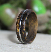 Prstene - Prsteň z dreva ovangkol a chirurgickej ocele - 14455063_