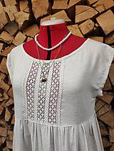 Šaty - Béžové ľanové šaty s čipkou (rôzne farby) - 14456831_