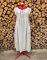 Šaty - Béžové ľanové šaty s čipkou (rôzne farby) - 14456835_