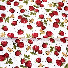 Textil - jahôdky, 100 % bavlna EÚ, šírka 140 cm - 14458114_