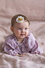 Detské doplnky - Ľanový kvietok čelenka - 14457771_