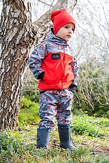 Detské oblečenie - prechodná softshell bunda požiarnik užšia - 14457756_