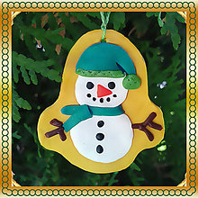 Dekorácie - Vianočná ozdoba Golden edition (Snehuliak) - 14457873_
