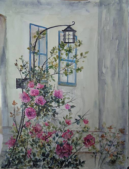 Obrazy - Ružový ker... (akvarel) - 14462318_