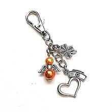 Kľúčenky - Kľúčenka "sestrička" s anjelikom (oranžová) - 14460952_