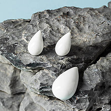 Sady šperkov - Porcelánové šperky brož + náušnice - Kapky bílé - 14462931_