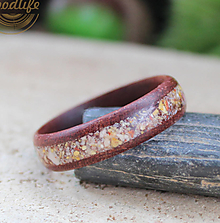 Prstene - Unisex prsteň z dreva Jatoba s kameňmi Mokaitu - 14461925_