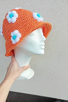 Čiapky, čelenky, klobúky - Dámsky klobúk - letný pomaranč ;) - 14463598_