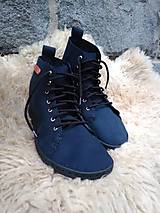 Ponožky, pančuchy, obuv - Kožené barefoot topánočky čierno modré - 14466433_