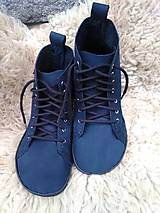 Ponožky, pančuchy, obuv - Kožené barefoot topánočky čierno modré - 14466435_