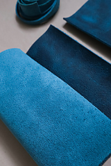 Suroviny - Zbytková koža modrá melírovaná (kus č.  2) - 14464245_