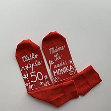 Ponožky, pančuchy, obuv - Maľované ponožky s nápisom: "Všetko najlepšie (Červené s kvetinkami) - 14463816_