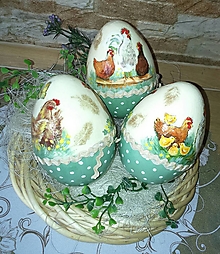 Dekorácie - Veľké vajíčka so sliepočkami - 14467357_