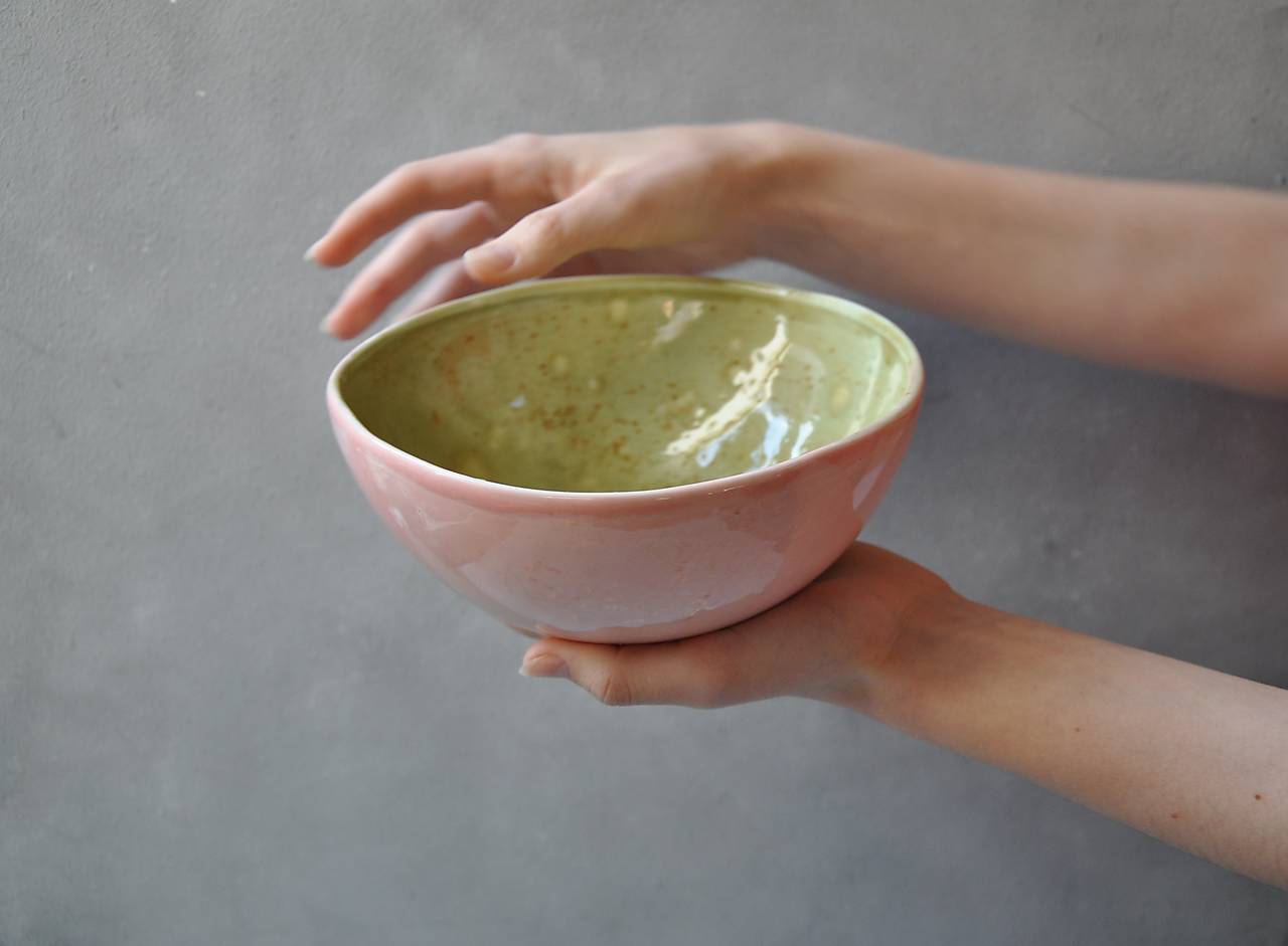 Misa, miska bowl ružovo zelená