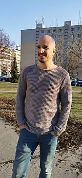 Pánske oblečenie - Pánsky ľanový waflový sveter/ nátelník s dlhými rukávmi - 14469411_
