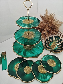 Príbory, varešky, pomôcky - Smaragdový set zo živice - 14468657_