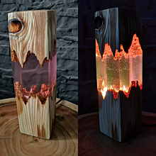 Svietidlá - "PINK" lampa z dreva a živice - 14468741_