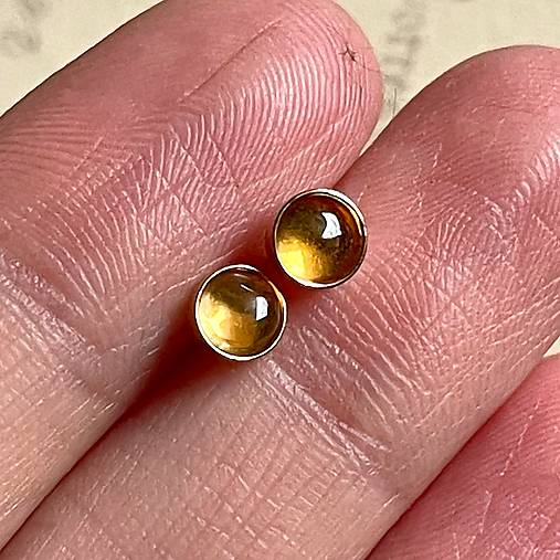 Náušnice - Citrine Silver Ag925 Rose Gold Plated Stud Earrings / Náušnice s citrínom - 14470042_