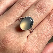 Prstene - Grey Agate Rhodium Ring / Prsteň s achátom ródiovaný - 14471412_