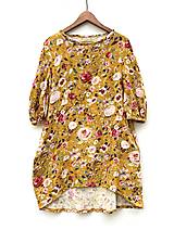 Šaty - Mušelínky Maľované kvety na horčicovej - 14471590_
