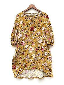 Šaty - Mušelínky Maľované kvety na horčicovej - 14471590_