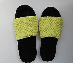 Ponožky, pančuchy, obuv - Domáce sandálky - čierno-žlté (40-41) - 14470705_