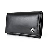 Peňaženky - Dámska luxusná peňaženka z pravej kože, čierna farba - 14471218_