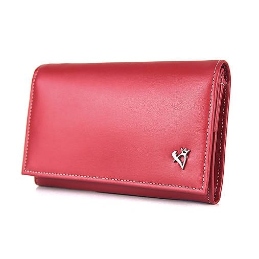 Dámska luxusná peňaženka z pravej kože, červená farba