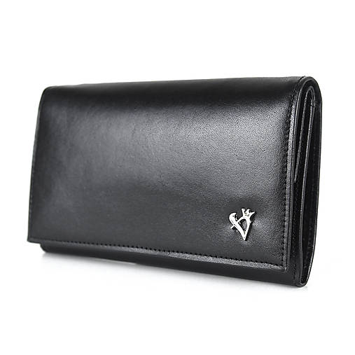 Dámska luxusná peňaženka z pravej kože, čierna farba