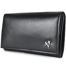 Peňaženky - Dámska luxusná peňaženka z pravej kože, čierna farba - 14471219_