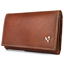 Peňaženky - Dámska luxusná peňaženka z pravej kože, ručne farbená hnedá - 14471337_