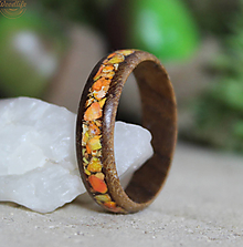 Prstene - Prírodný prsteň z bubingy s oranžovým jaspisom - 14472462_