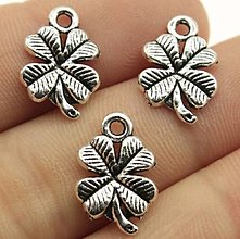Komponenty - PR102 prívesok štvorlístok 1,7 x 1,1 cm (Strieborná) - 14472531_