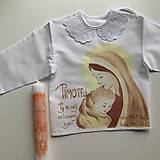 Detské oblečenie - Maľovaná krstná košieľka s bábätkom v náručí Panny Márie - 14470525_