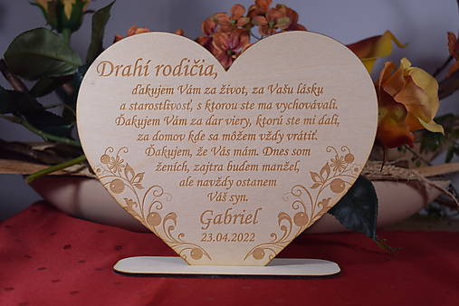 Tabuľky - Poďakovanie Rodičom srdce 51 - 14470366_