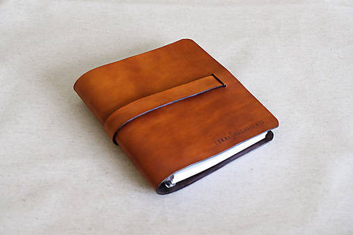 Papiernictvo - Pánsky kožený set karisblok a peračník s logom / menom / bez (Kožený karisblok A5 hnedo hrdzavý s logom/menom) - 14475328_