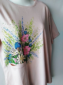 Topy, tričká, tielka - Kvety vo vrecku... maľované tričko organická bavlna - 14475961_