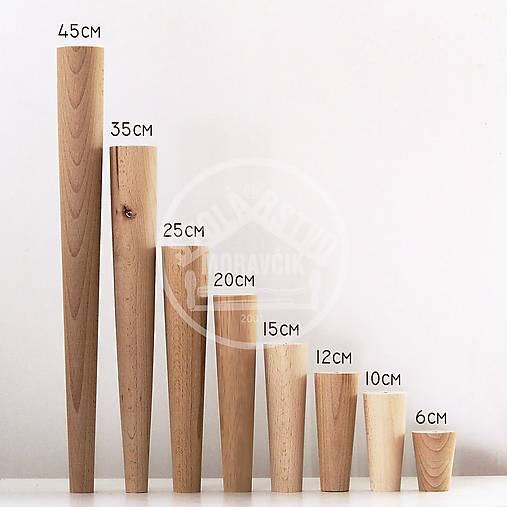Nábytok - Nábytková noha kónická 45cm, buk (bez uchytenia) - 14480040_