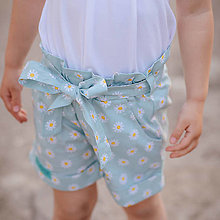 Detské oblečenie - Detské bavlnené kraťasy - daisy mint - 14478565_