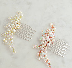 Ozdoby do vlasov - Perličkový hrebienok s drobnými krištáľmi  (Medený drôt) - 14479870_