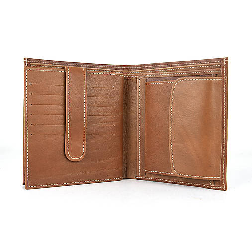 Peňaženky - Luxusná kožená peňaženka v hnedej farbe - 14479690_