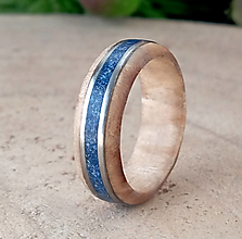 Prstene - Brezový prsteň s lapis lazuli a oceľou - 14479877_