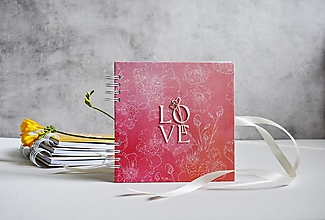 Papiernictvo - Svadobná kniha hostí - maky ružové LOVE 20x20 - 14481820_
