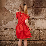 Detské oblečenie - Detské ľanové šaty s volánom - red - 14482625_