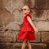 Detské oblečenie - Detské ľanové šaty s volánom - red - 14482626_