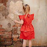 Detské oblečenie - Detské ľanové šaty s volánom - red - 14482627_