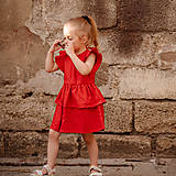 Detské oblečenie - Detské ľanové šaty s volánom - red - 14482628_