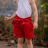 Detské oblečenie - Detské ľanové kraťasy s opaskom - red - 14482786_